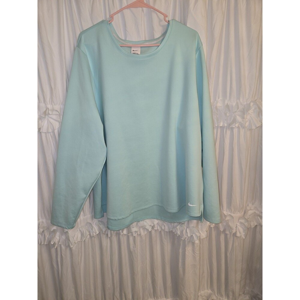 Nike Women Blue Green 3XL Long Sleeve Soft Basic Workout Athleisure Crewneck